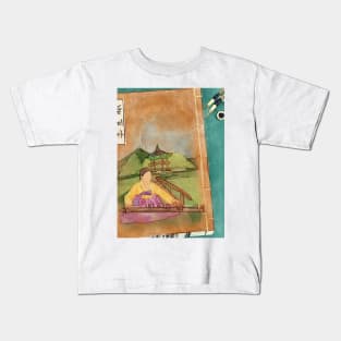 Korean traditional book with gayageum Kids T-Shirt